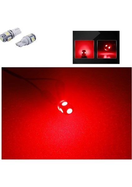 ( 2 x Adet ) 1 Takım LED T10 Dipsiz Ampul 12V Canbus 5 Jumbo LED Model Iı Red ( Jumbo Model Iı Kırmızı ) modelleri