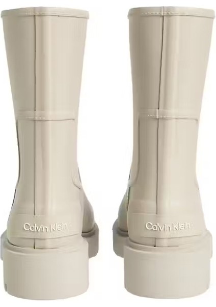 Kadın Kalın Tabanlı Yanları Panelli Yağmur Botu - Krem modelleri
