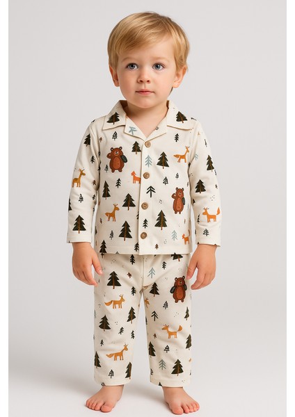 Önden Düğmeli %95 Bambu Pijama Takımı (2-6 Yaş)