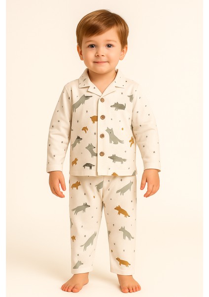 Önden Düğmeli %95 Bambu Pijama Takımı (2-6 Yaş)