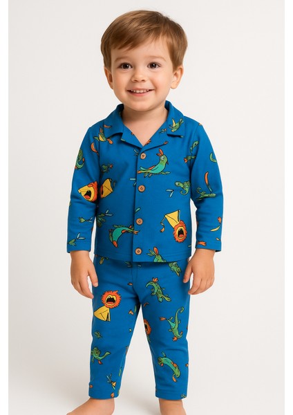 Önden Düğmeli %95 Bambu Pijama Takımı (2-6 Yaş)