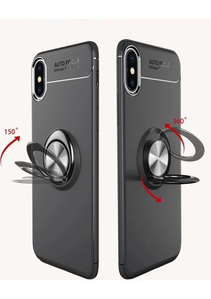 iPhone Xs Kılıf Range Yüzüklü Silikon - Siyah fırsatları