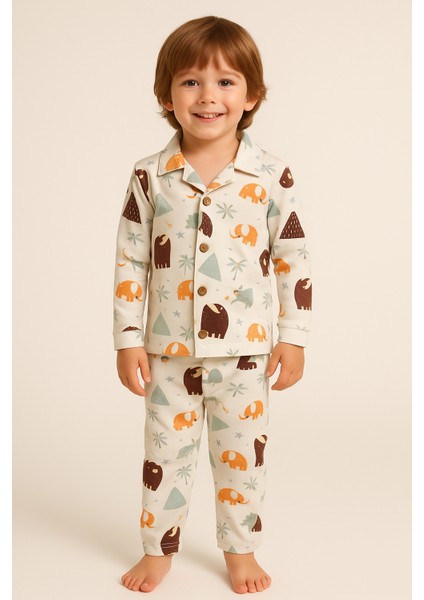 Önden Düğmeli %95 Bambu Pijama Takımı (2-6 Yaş)