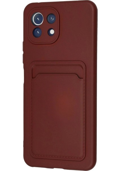 Xiaomi Mi 11 Lite Kılıf Kelvin Kartvizitli Silikon - Bordo modelleri