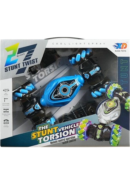 Bileklik Kumandalı Şarjlı Stunt Car Twist Akrobat Araba Mavi