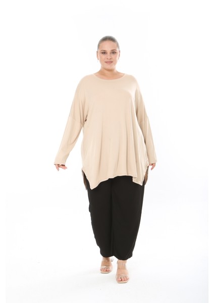 Kadın Likralı Viskon Büyük Beden Tunik ( Göğüs Ölçüsü 150CM)