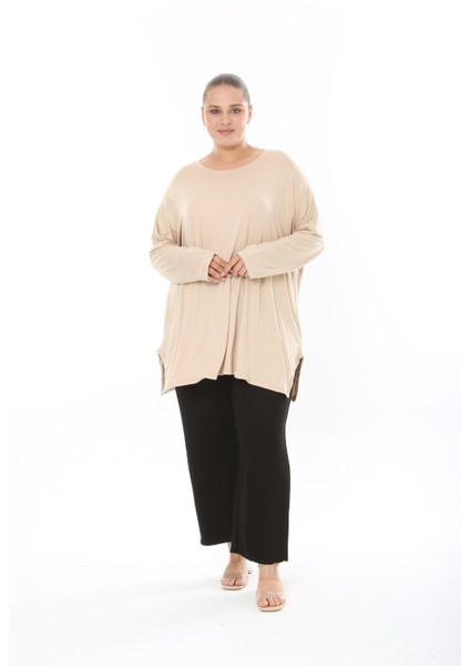 Kadın Likralı Viskon Büyük Beden Tunik ( Göğüs Ölçüsü 150CM)