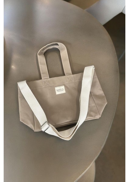 Şık Bej Mumlu Kanvas Omuz Çantası, Yıkama Efekti, Günlük Kullanım Için Idealdir modelleri