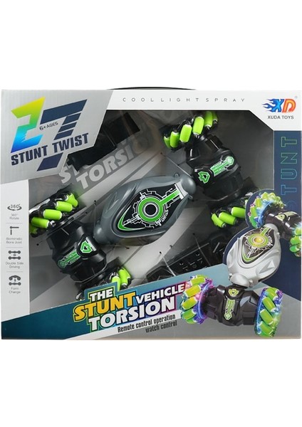Bileklik Kumandalı Şarjlı Stunt Car Twist Akrobat Araba Yeşil