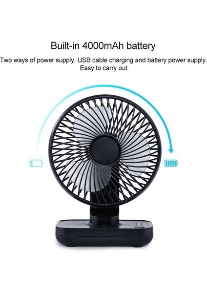 USB Şarj Edilebilir Taşınabilir 4 Vitesli Ayarlanabilir Masaüstü Fan Siyah (Yurt Dışından) modelleri
