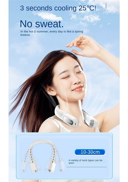 Taşınabilir Boyun Fanı USB Şarj Edilebilir Bladeless Fanlar Elektrikli Fan Siyah (Yurt Dışından)