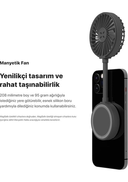 Manyetik Fan Taşınabilir Vantilatör USB Type-C Şarj Edilebilir Ultra Sessiz 3 Hız Kademeli Soğutucu Magsafe Telefon Fanı X6104 Siyah (Yurt Dışından) indirimleri