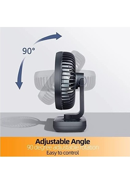 Taşınabilir Pil Fanı, Şarj Edilebilir Masa Fanı: 4 Hız, 90° Dönme, Uzun Çalışma Süresi, Taşınabilir USB Destekli Kişisel Fan Siyah (Yurt Dışından) modelleri