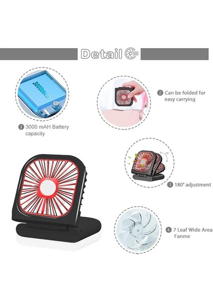 Katlanabilir Şarj Edilebilir El Tipi Küçük USB Boyun Fanı Sessiz Siyah (Yurt Dışından) modelleri