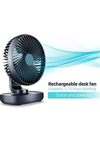 Taşınabilir Pil Fanı, Şarj Edilebilir Masa Fanı: 4 Hız, 90° Dönme, Uzun Çalışma Süresi, Taşınabilir USB Destekli Kişisel Fan Siyah (Yurt Dışından) fiyatları