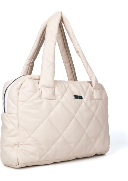 Geniş Içli Kadın Kapitone Paraşüt Model Su Geçirmez Krem Çanta fiyatları