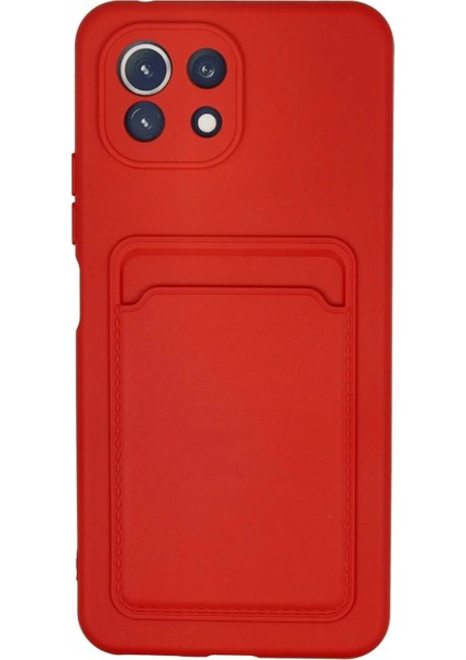 Xiaomi Mi 11 Lite Kılıf Kelvin Kartvizitli Silikon - Kırmızı