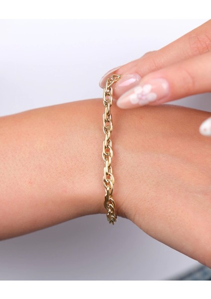 14 Ayar Altın Halka Zincir Bileklik 967