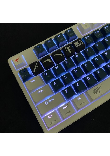 Cs Temalı Siyah-Beyaz 5’li Oyuncu Keycap Seti – Cherry Mx Uyumlu (1-5) Tuş – Fps Stil Tasarım