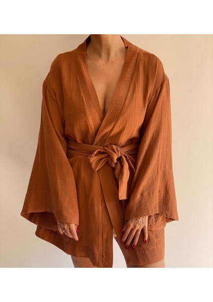 Cacao Müslin Kimono Kahverengi indirimleri