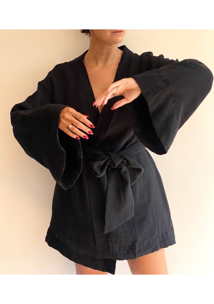 Black Side Müslin Kimono fırsatları