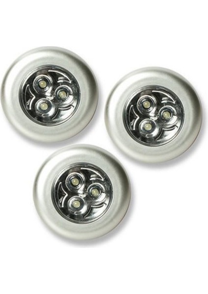 Gri Renkli 3'lü Kablosuz LED Spot Lamba, Yapışkanlı ve Pilli, Pratik Aydınlatma Seti fiyatları