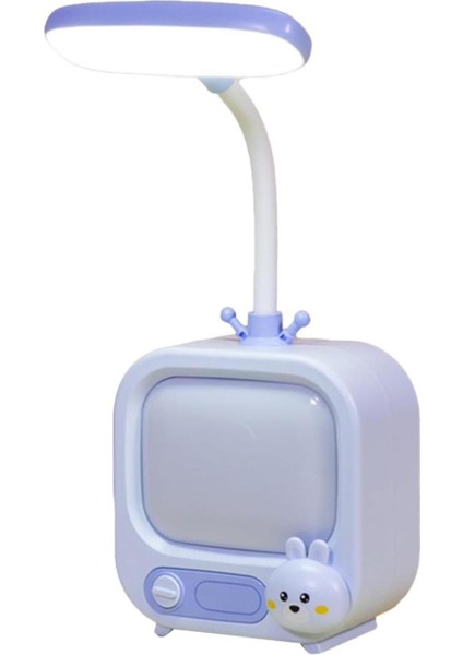 Mavi Tv Şeklinde Gece Lambası, Masa Üstü, 2 Kademeli USB Şarjlı