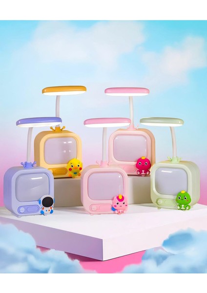 Mavi Tv Şeklinde Gece Lambası, Masa Üstü, 2 Kademeli USB Şarjlı fırsatları