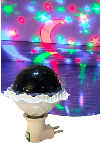 Parlak Kristal Gökyüzü Modlu Yıldızlı Dönen LED Ampül, Beyaz 360° Hareketli Işık