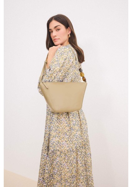 Haki Suni Deri Omuz Çantası E3441AXNS, Şık ve Kullanışlı Kadın Çantası