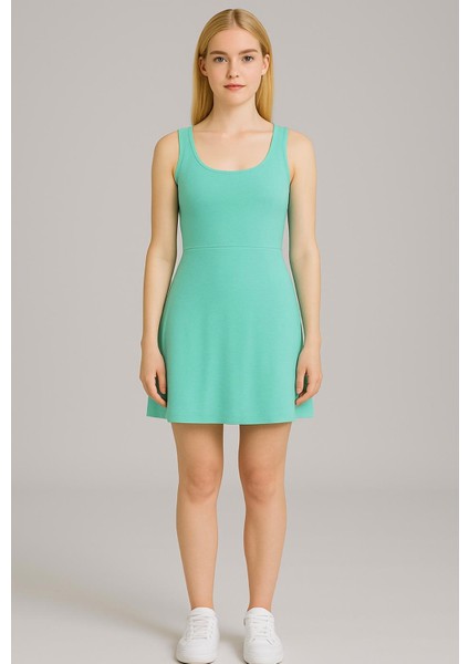 Kadın Yeşil Askılı ELBISE-E2237