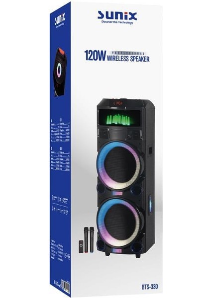 120W 8000 Mah Çift Mikrofonlu Kumandalı Bluetooth Hoparlör BTS-330 modelleri