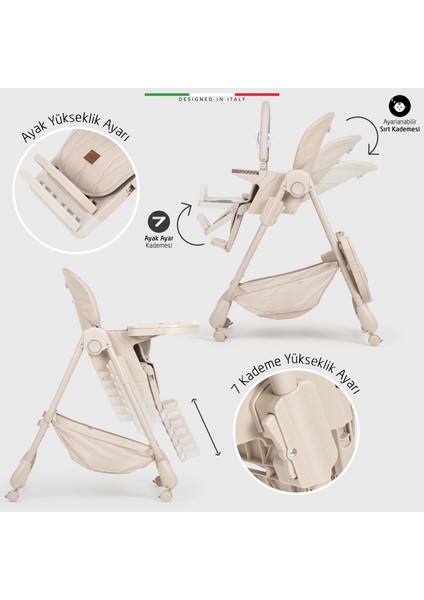 Cibo 2in1 Katlanabilir Bebek Mama Sandalyesi Çift Pedli 0+ Ay Bej modelleri