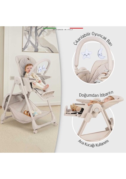 Cibo 2in1 Katlanabilir Bebek Mama Sandalyesi Çift Pedli 0+ Ay Bej fırsatları