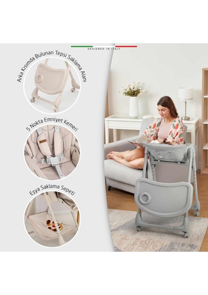 Cibo 2in1 Katlanabilir Bebek Mama Sandalyesi Çift Pedli 0+ Ay Bej indirimleri