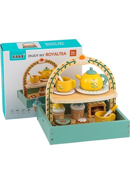 Erken Öğrenme Ahşap Simülasyon Çocuk Eğitici Oyuncaklar 4-6 Tatlı Kek Kahve Mikseri Çay Seti Oyun Evi Seti (Yurt Dışından)