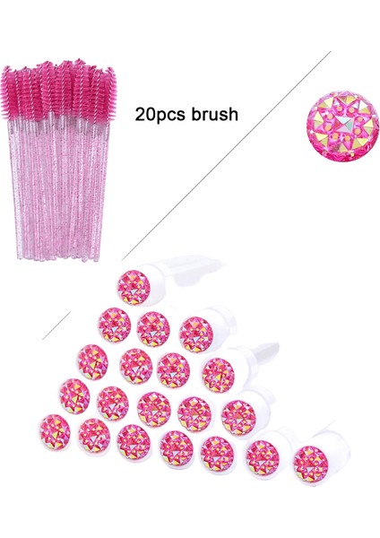 20PCS Kirpik Uzatma Fırçaları Tüplerle Kabk Maskara Değirmenleri Kaş Tülleri Konteyner Tek Kullanımlık Makyaj Aracı Aplikatör: Pembe Cam (Yurt Dışından)