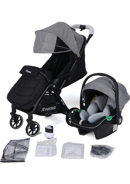 Wow Kabin Boy Tek Elle Kolay Katlanır Travel Bebek Arabası Autofold Grey Black