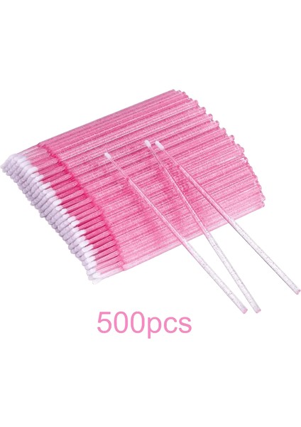 100/500PCS Kirpik Uzatma, Mikro Pamuklu Swabs, Dudak Maskara Değnekleri Pembe Mikrobrush Laukiss Renk: 500PCS Gül Kırmızı (Yurt Dışından)