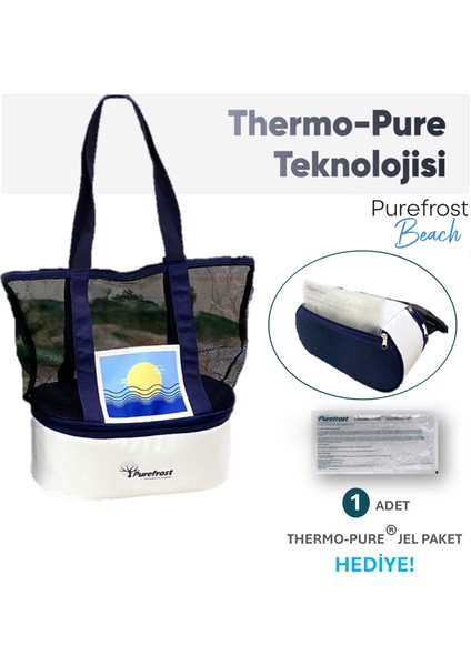 PF12 Elektriksiz&Buzsuz Soğutucu Termal Seyahat Plaj Çantası/ 1 Adet Thermo-Pure Jel Dahil