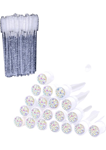 20PCS Kirpik Uzatma Fırçaları Tüpler Kirpik Maskara Değnekleri Kaş Tutulması Konteyner Tek Kullanımlık Makyaj Aracı Aplikatör Renk: Gümüş Cam (Yurt Dışından)