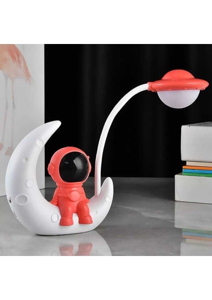 Kırmızı Astronot Masa Lambası, Dekoratif ve Şık Ev Aksesuarı