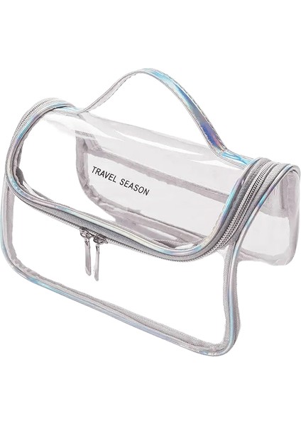 Seyahat Su Geçirmez Şeffaf Kozmetik Torba Pvc Tuvalet Çantası Çok Fonksiyonlu Büyük Kapasiteli Taşınabilir Renkli Depolama Bagcolor: Gümüş (Yurt Dışından)
