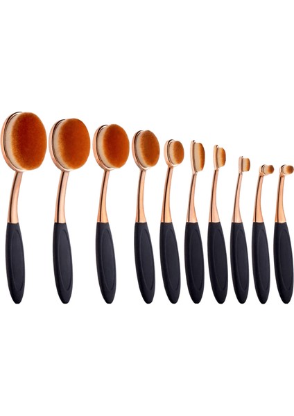Gül Altın Oval Makyaj Fırçaları Set Kusursuz Uygulama Sıvı Krem Toz Temel Dudak Makyaj Fırçası Karıştırma Kozmetik Sethandle Renk: 10 Pcs Gold (Yurt Dışından)