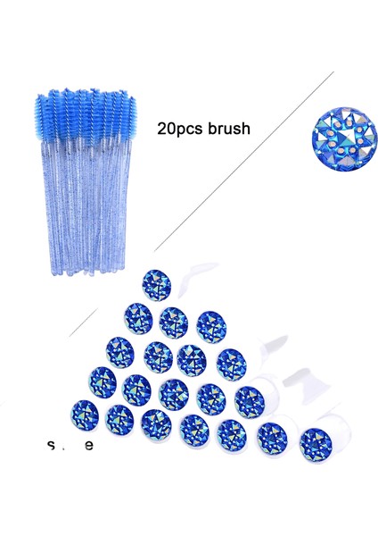 20PCS Kirpik Uzatma Fırçaları Tüplerle Kabk Maskara Değirmenleri Kaş Tülleri Konteyner Tek Kullanımlık Makyaj Aracı Aplikatör Renk: Mavi Cam (Yurt Dışından)