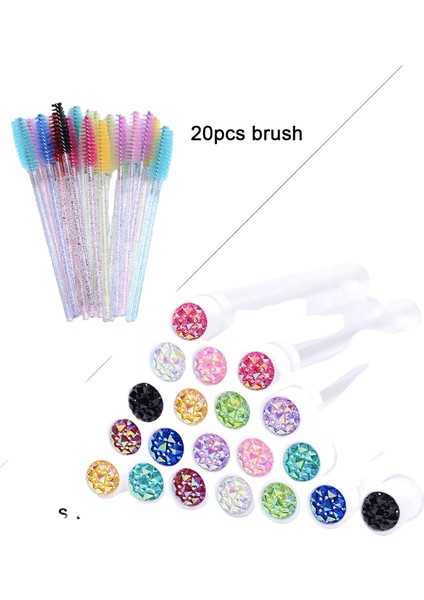 20PCS Kirpik Uzatma Fırçaları Tüplerle Kabk Maskara Değirmenleri Kaş Tutulması Konteyner Konteyner Tek Kullanımlık Makyaj Aracı Aplikatör Renk: Mix Renk Camı (Yurt Dışından)