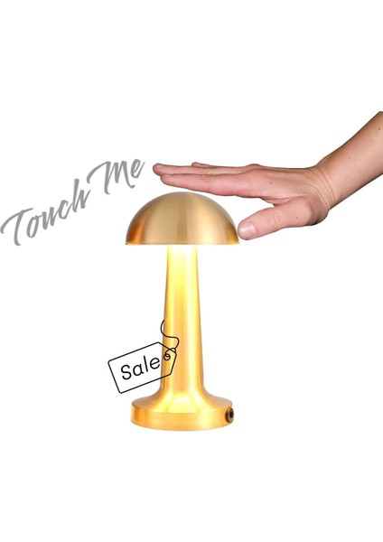 Şarjlı Dokunmatik Masa Lambası, Retro Tasarım, Altın Renk, Şık ve Kullanışlı Aydınlatma