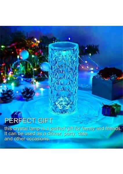 Yuvarlak Kristal Masa Lambası, Dokunmatik ve Renkli Işık Özellikli Şık Aydınlatma