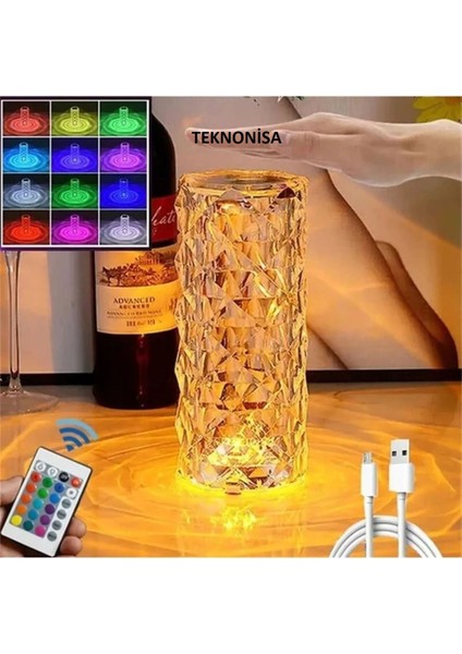 Yuvarlak Kristal Masa Lambası, Dokunmatik ve Renkli Işık Özellikli Şık Aydınlatma fiyatları