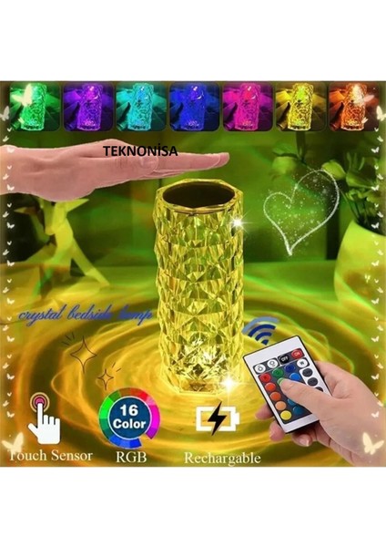 Yuvarlak Kristal Masa Lambası, Dokunmatik ve Renkli Işık Özellikli Şık Aydınlatma modelleri